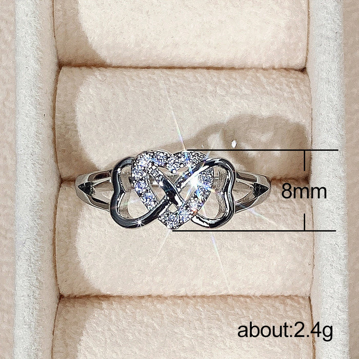 Micro-inlaid heart ring versatile women's accessories