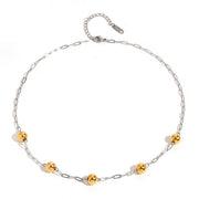 Stainless steel color matching beaded necklace clavicle chain titanium steel necklace pendant - wallojewerly 