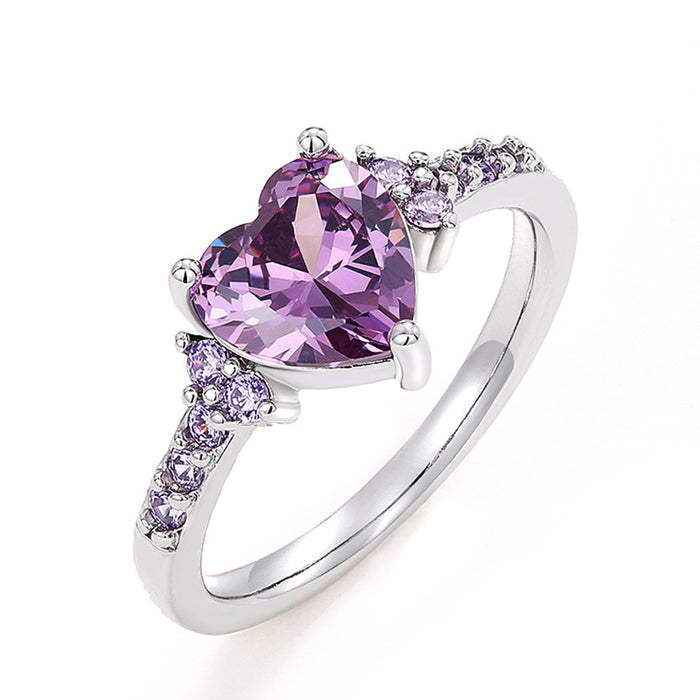 Elegante anillo nupcial de circonita en forma de corazón