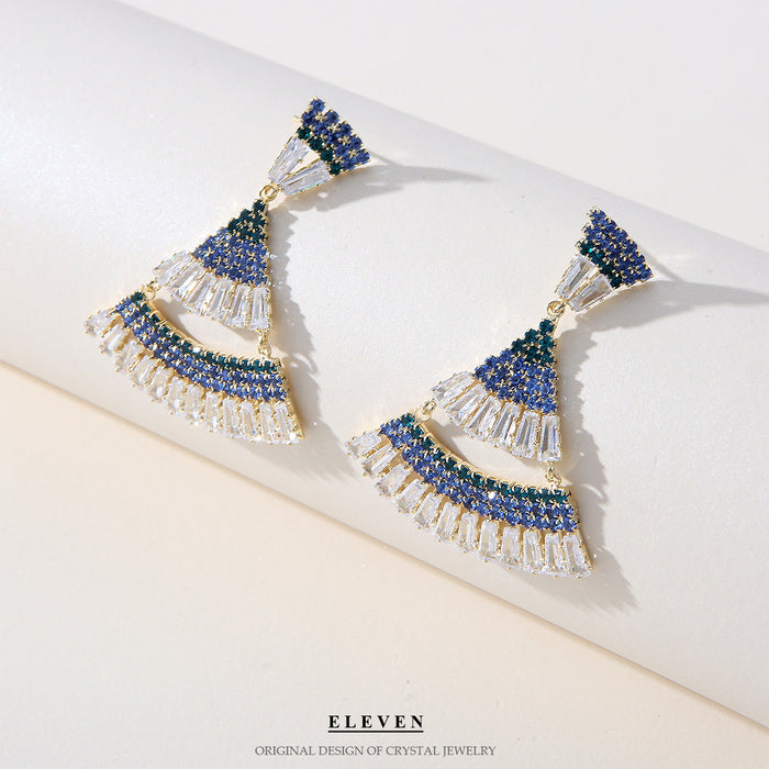Exquisitos pendientes en forma de abanico: colgantes de diamantes de imitación vintage para un estilo elegante