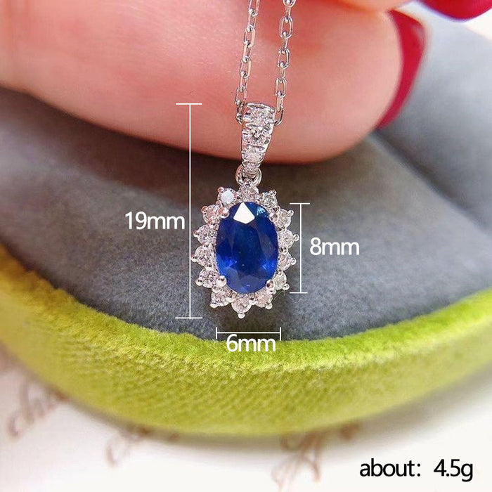 Vintage royal blue zircon pendant wedding anniversary gift