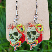 Day of the Dead Mushroom Snake Acrylic Earrings - wallojewerly 