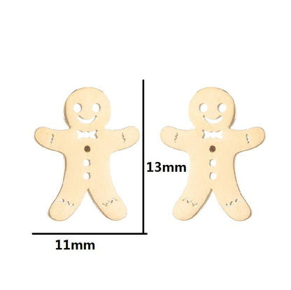 Gingerbread Man Stainless Steel Stud Earrings - Fun and Playful Jewelry for the Holiday Season