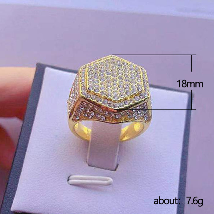 Alloy full diamond diamond ring men's European and American fashion men's ring