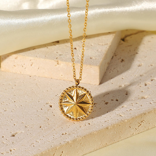 18K Gold-Plated Stainless Steel Star Pendant Necklace - Women's Fashion Jewelry