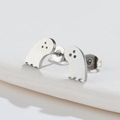 Ghost and Dinosaur Stainless Steel Earrings - 18K Gold Plated Halloween Jewelry