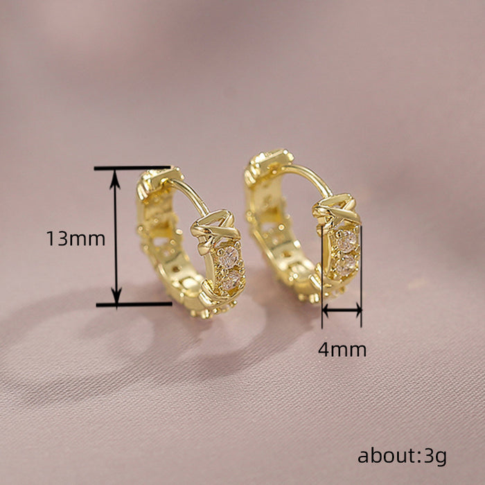 Retro diamond earrings, fashionable European and American style earrings