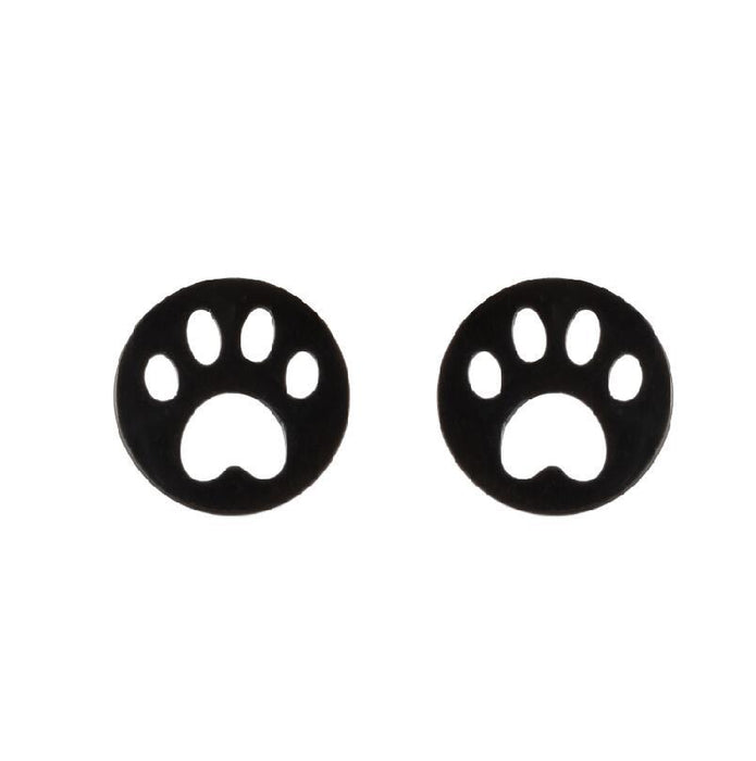 Paw Print Stainless Steel Stud Earrings - Cute and Playful Animal Jewelry