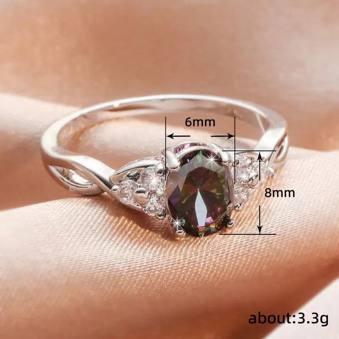 Twisted twist ring colorful zircon micro inlay engagement ring