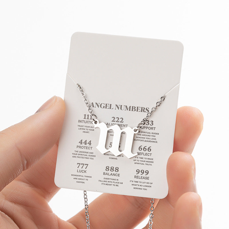 Angel Number Sweater Chain, Vintage 000-999 Stainless Steel Pendant Necklace Wholesale - wallojewerly 