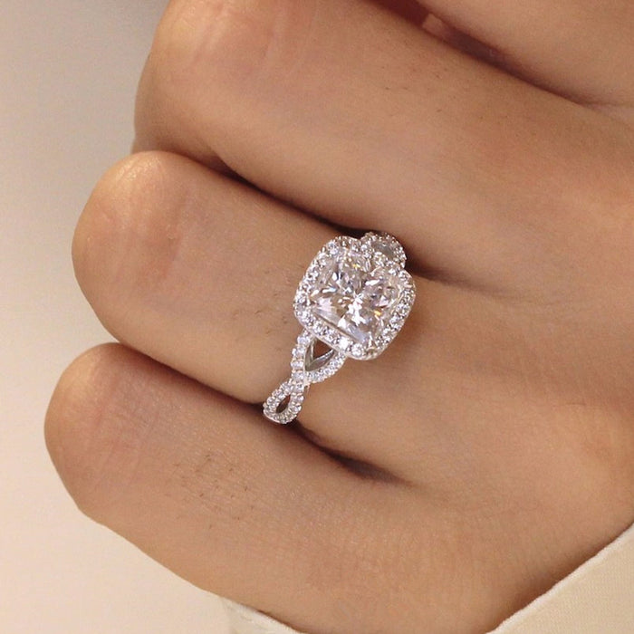 Square bag chain twist arm fashion zircon women's ring wedding ring