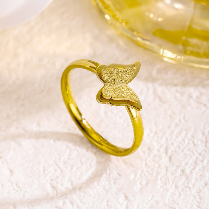 Wholesale stainless steel and titanium steel double-layer butterfly frosted rings