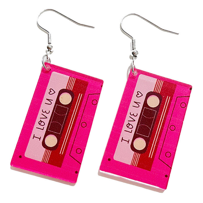 Valentine's Day Party Earrings with Candy, Cassette, and Panda Designs