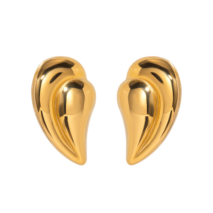 2024 Spring/Summer New 18K Gold Stainless Steel Textured C-Shaped Earrings - High-End Jewelry for Women