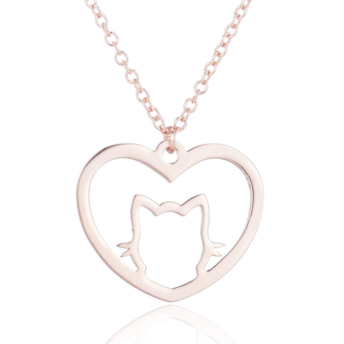 Kitten pet necklace, simple stainless steel animal clavicle chain ins niche design jewelry