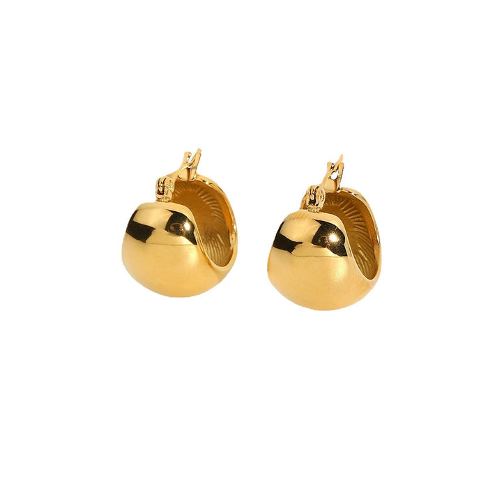 Pendientes de bola 3D de acero inoxidable bañados en oro de 18 quilates: joyería minimalista de moda