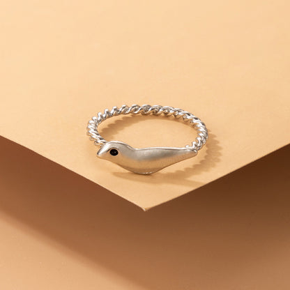 Exaggerated punk hip-hop style cartoon snake fox moon ring