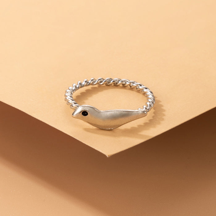 Exaggerated punk hip-hop style cartoon snake fox moon ring