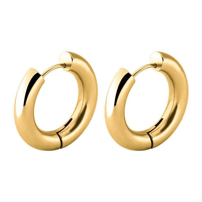 Pendientes de aro sencillos chapados en oro de 18 quilates para mujer, joyería geométrica de acero inoxidable