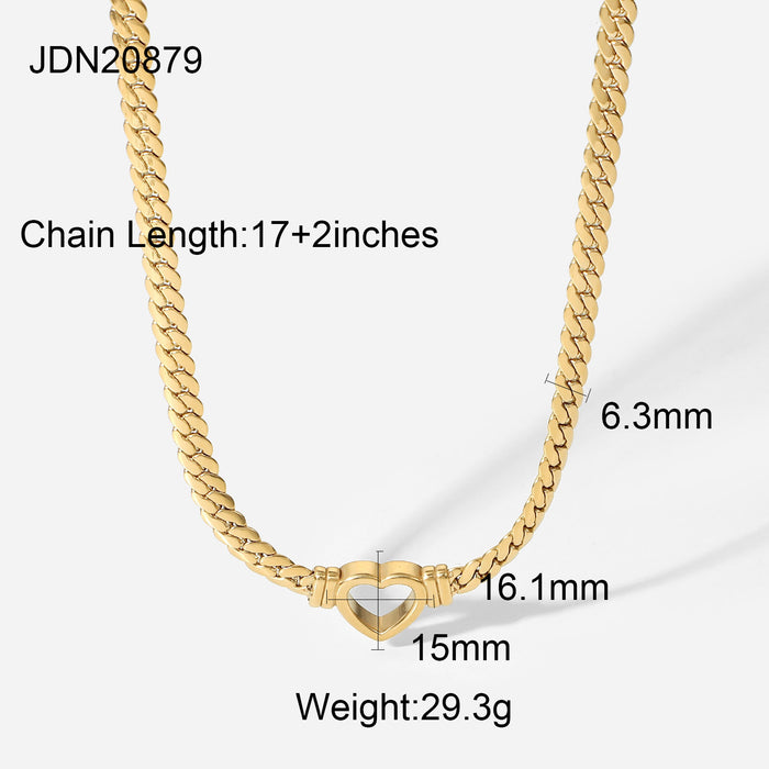 French Vintage 14K Gold-Plated Stainless Steel Necklace - Trendy Titanium Steel Pendant for Women