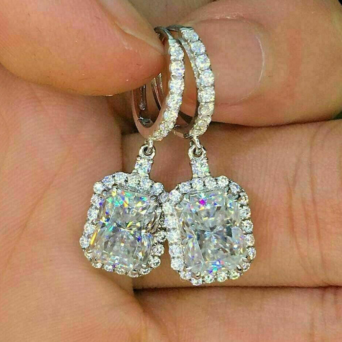 Exquisitos pendientes de lágrima de diamantes rosas elegantes pendientes en forma de pera