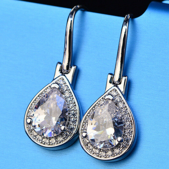 Temperament crystal water drop earrings for women all-match light luxury evening earrings