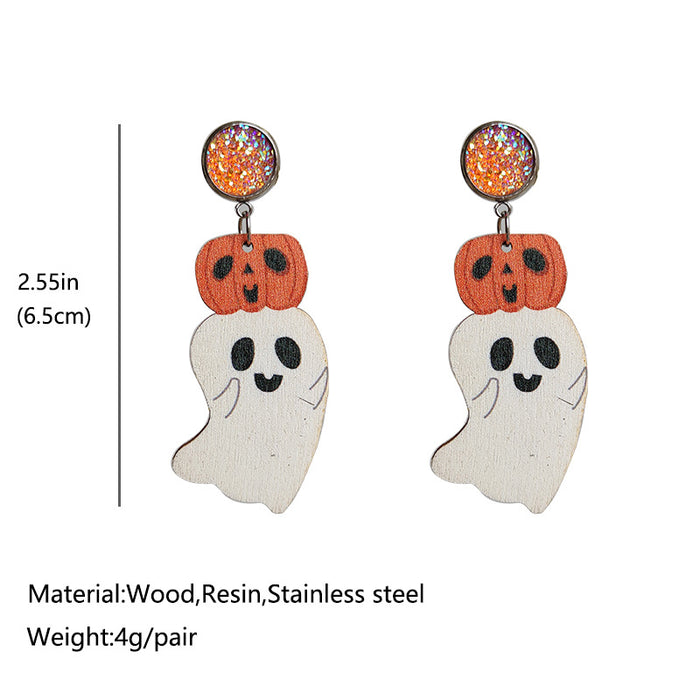 Halloween Wooden Ghost Earrings