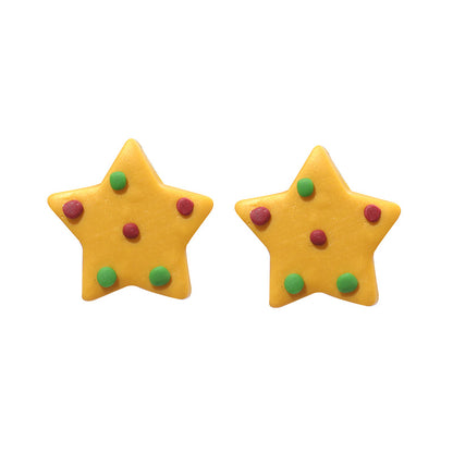 Handmade Star Clay Stud Earrings - Festive and Sophisticated Christmas Jewelry