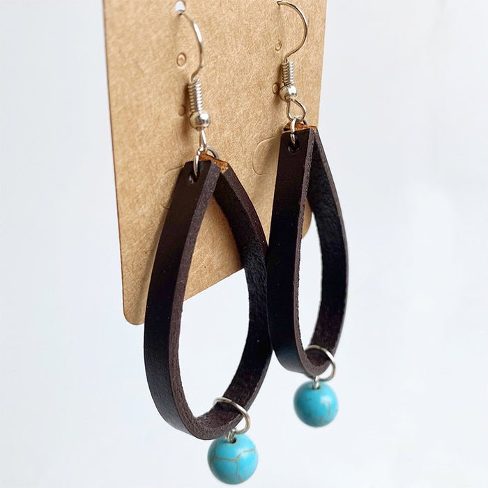 Vintage Leather Pearl Earrings with Retro Design