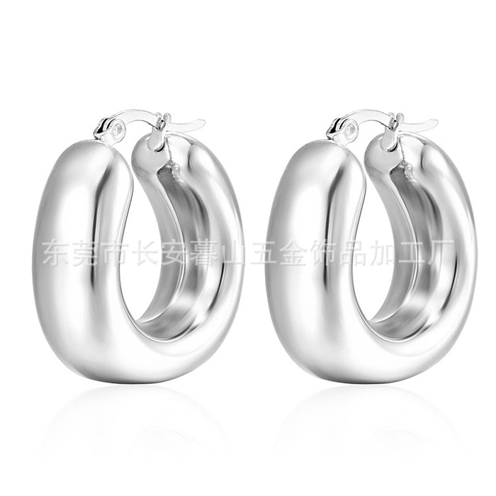 Simple Hollow Earrings, Stainless Steel 18K Gold Women's Ear Hoops Wholesale