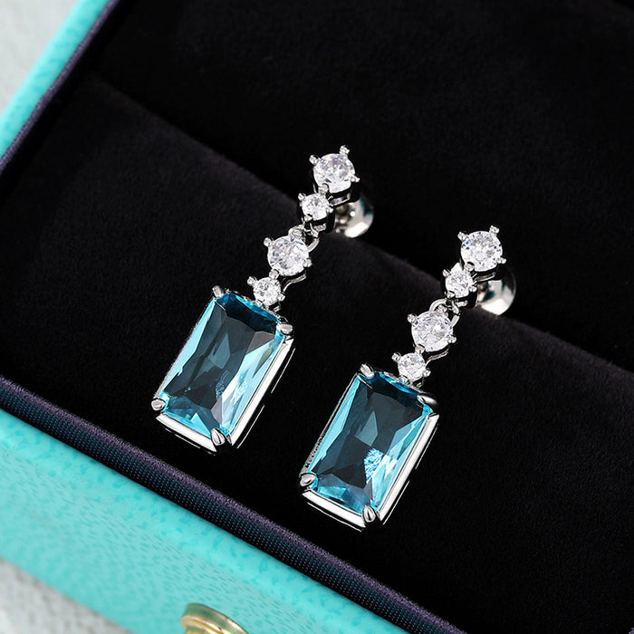 High-grade rectangular earrings, elegant medium-length earrings