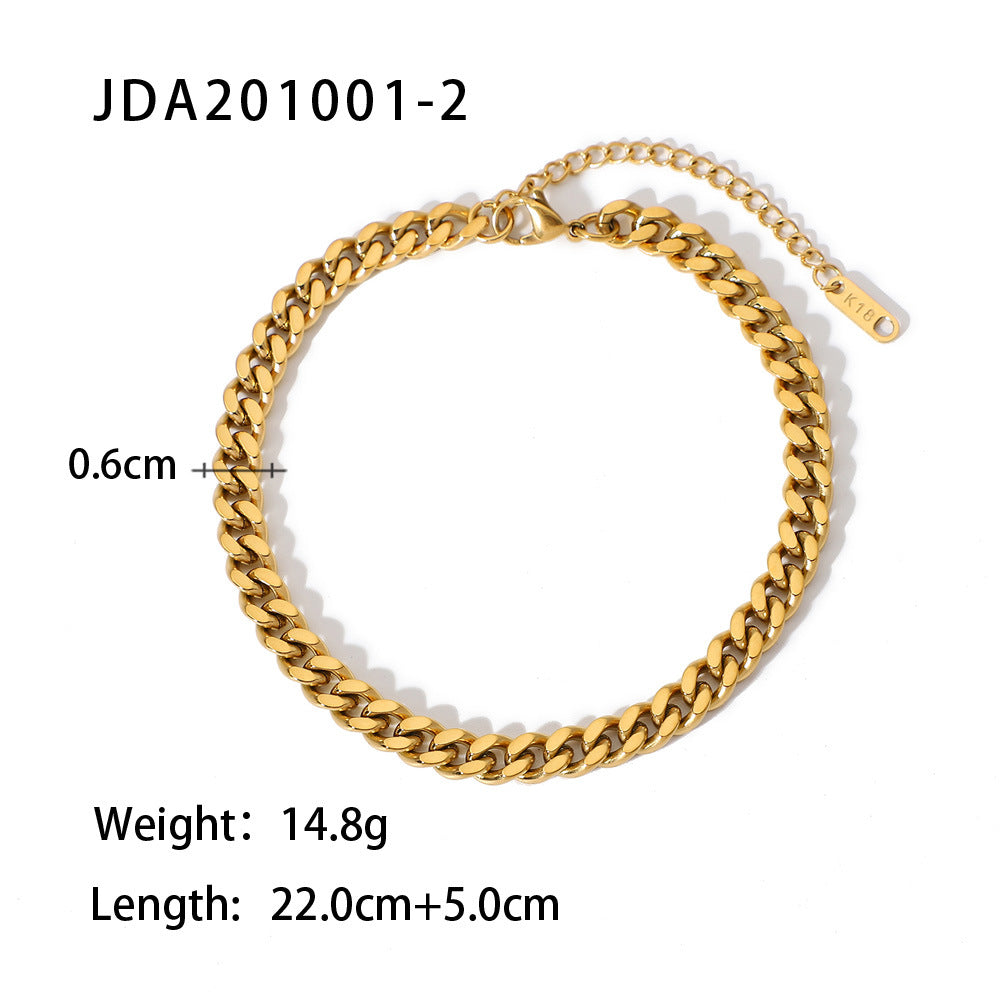 18K Gold Plated Cross Pendant Anklet - Fine Vintage Stainless Steel Jewelry for Women