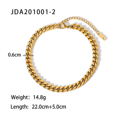 18K Gold Plated Cross Pendant Anklet - Fine Vintage Stainless Steel Jewelry for Women