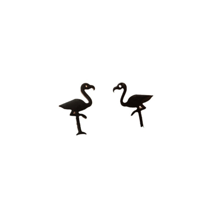 Flamingo and Swan Stainless Steel Stud Earrings - Luxurious and Elegant Jewelry