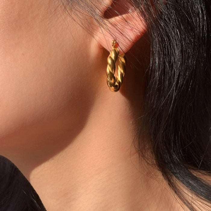 18K Gold Stainless Steel Earrings - Classic Hypoallergenic Jewelry