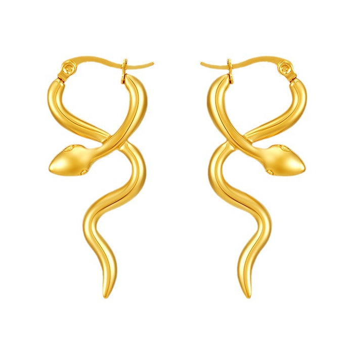 French snake earrings versatile titanium steel style simple design