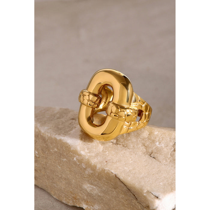 Modern 18K Gold Plated Stainless Steel Ring with Wavy Pattern