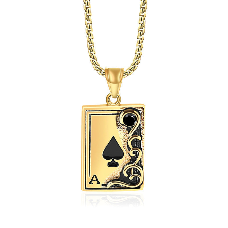 Spades A Vintage Men's Stainless Steel Necklace - wallojewerly 