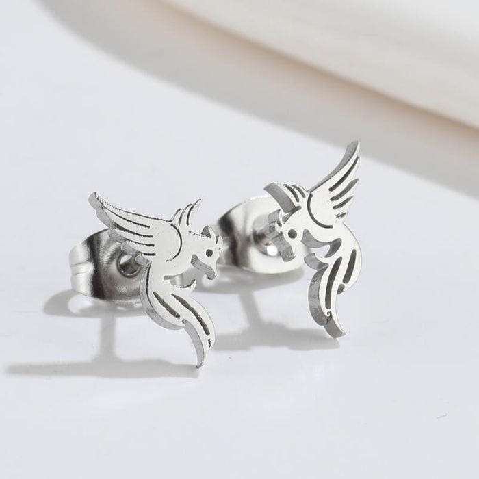 Phoenix Stainless Steel Stud Earrings - Mini and Elegant Animal Jewelry