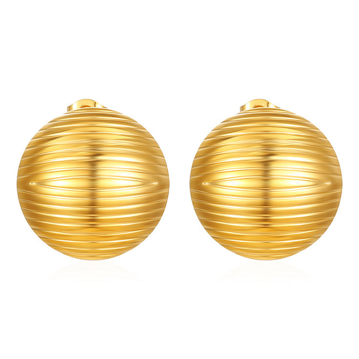 Titanium steel stripe stainless steel earrings light luxury temperament 18K gold wholesale