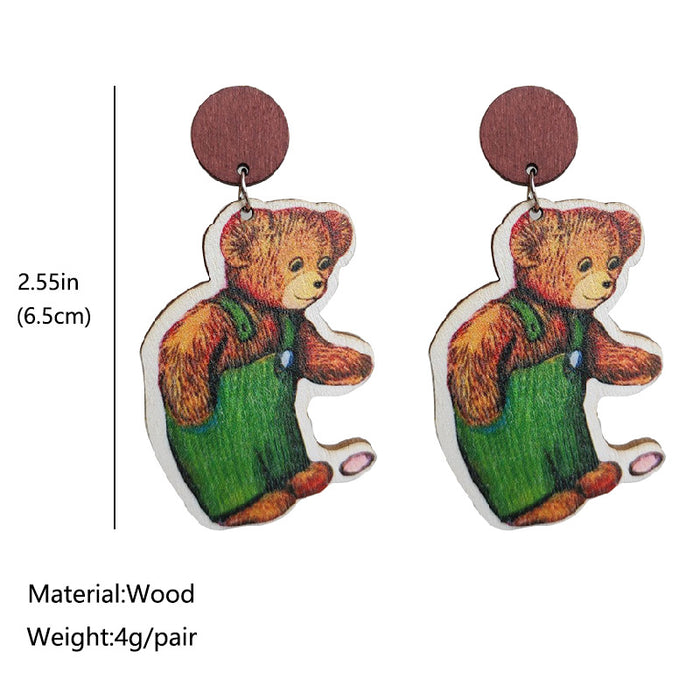 Wooden bear earrings