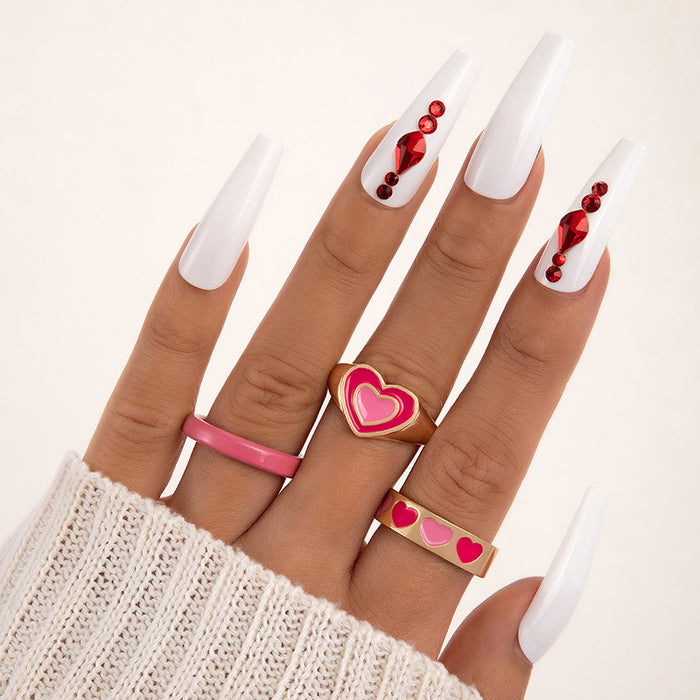 Niche design oil drop open stacking couple three-piece ring set