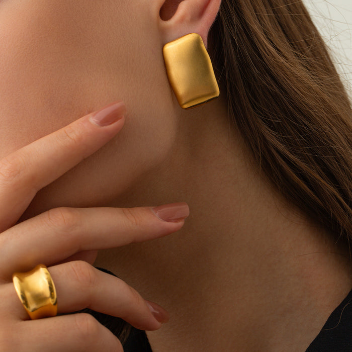 Vintage High-End Matte Rectangular Earrings - Minimalist Titanium Steel Jewelry
