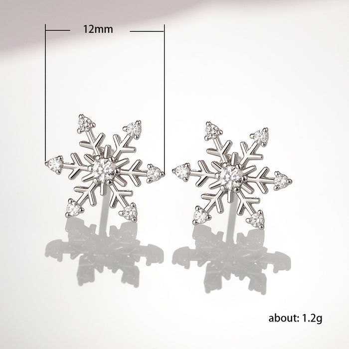 Christmas Snowflake Zircon Earrings Gift Women's Earrings