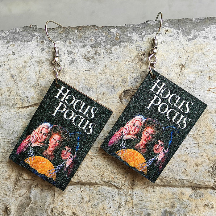 Halloween book wooden earrings