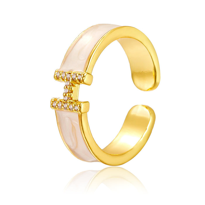 Wholesale diamond-encrusted H-shaped open rings