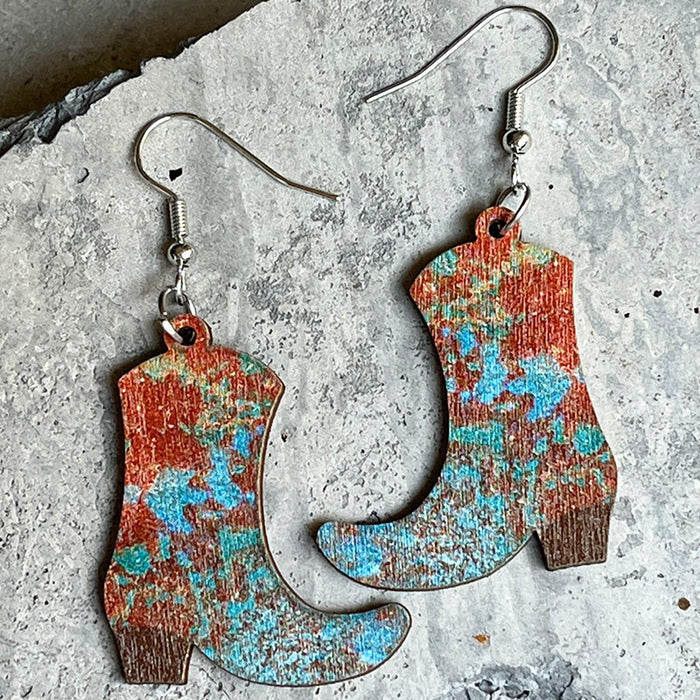 Wooden boot earrings