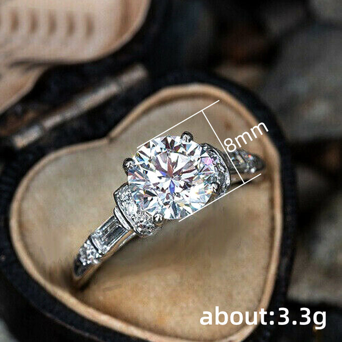 Diamond four claw zircon engagement ring female simulation diamond ring