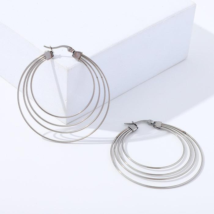 French mosquito coil earrings, geometric circle stainless steel gold earrings