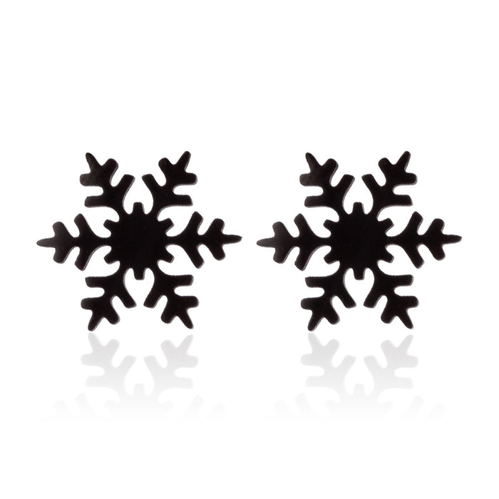 Vintage Snowflake Stainless Steel Stud Earrings - Winter-Themed Jewelry for a Chic Look - wallojewerly 